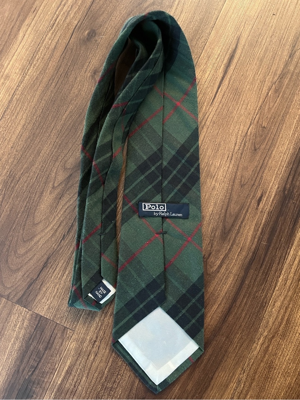 Vintage Polo by Ralph Lauren Tartan Green Plaid Tie with Red & Black Accents
